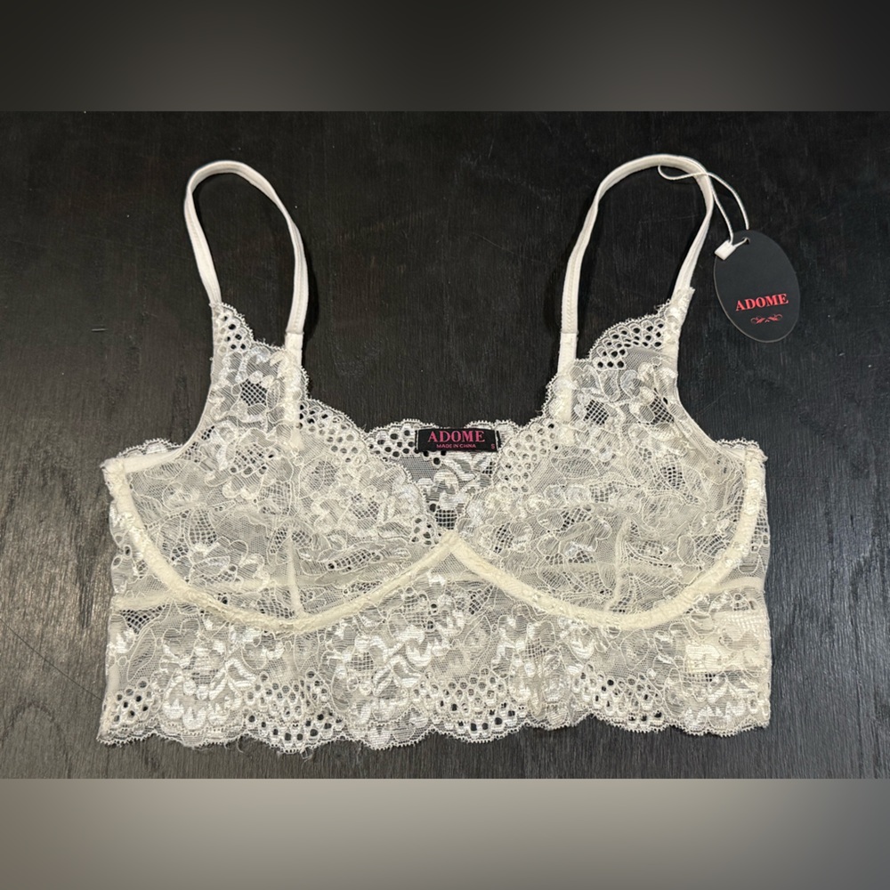 New Adome White Lace Size Small Bralette
